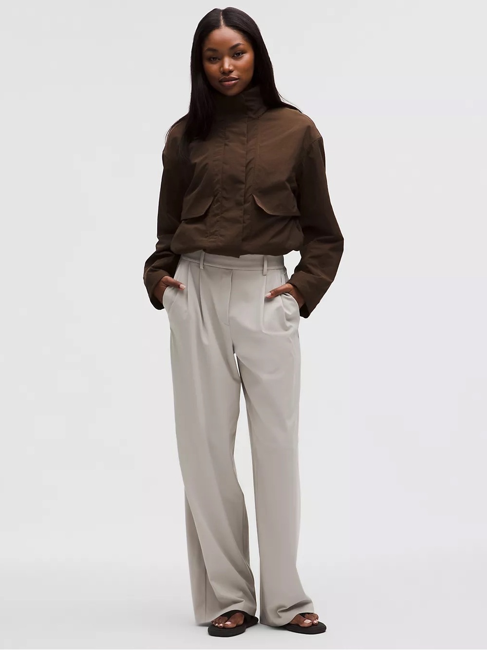 Lululemon Daydrift HR Wide-Leg Trouser Short Downtown Tan L NWT